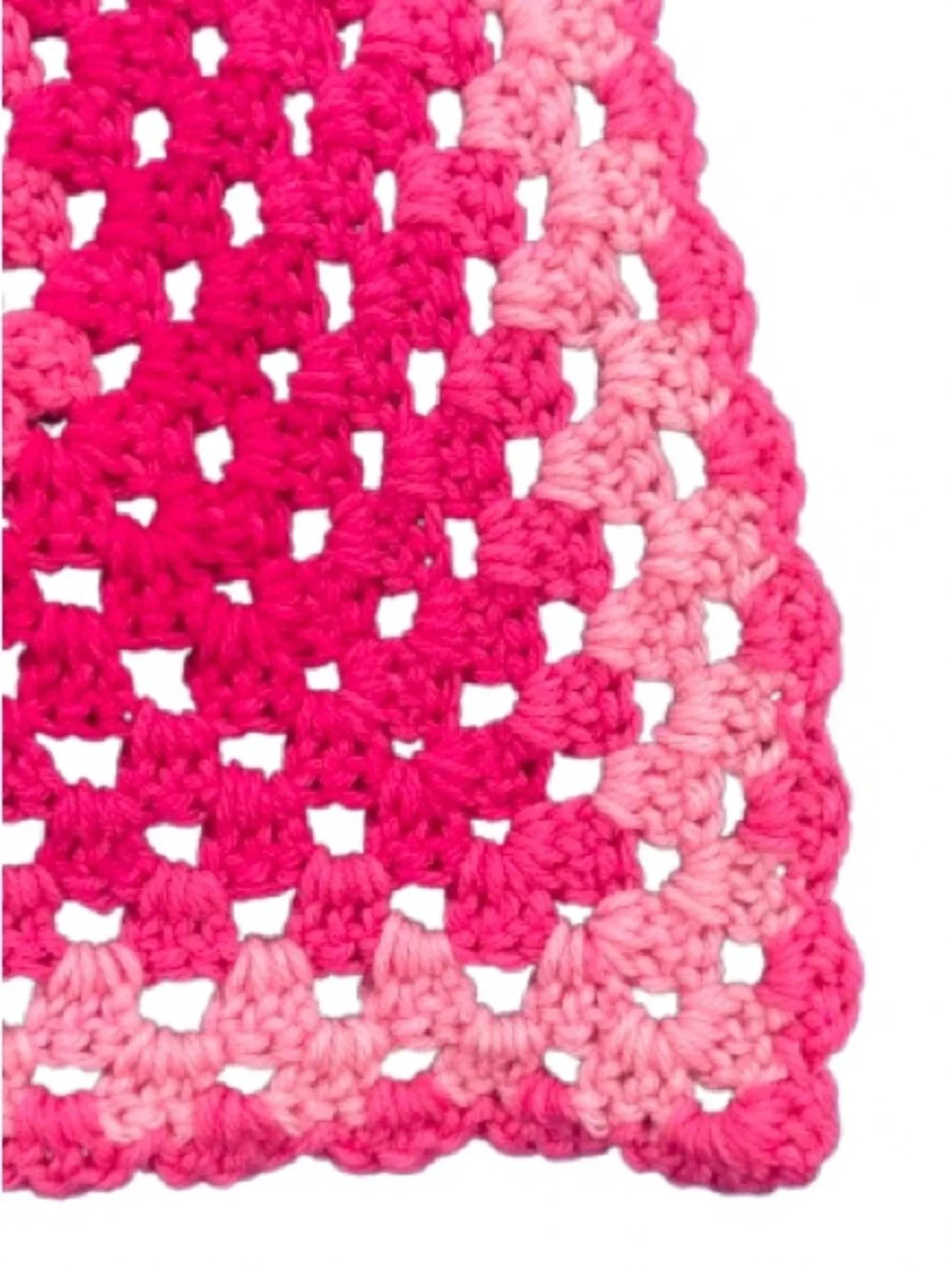 Handmade Pink Granny Square Crochet Blanket 41x41 Acrylic Throw